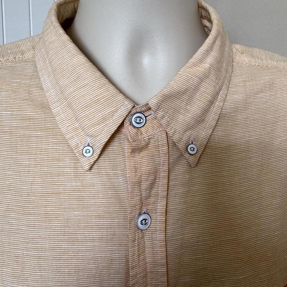 Weatherproof Vintage Linen Blend Button Down Shirt Light Orange ( X-Large)